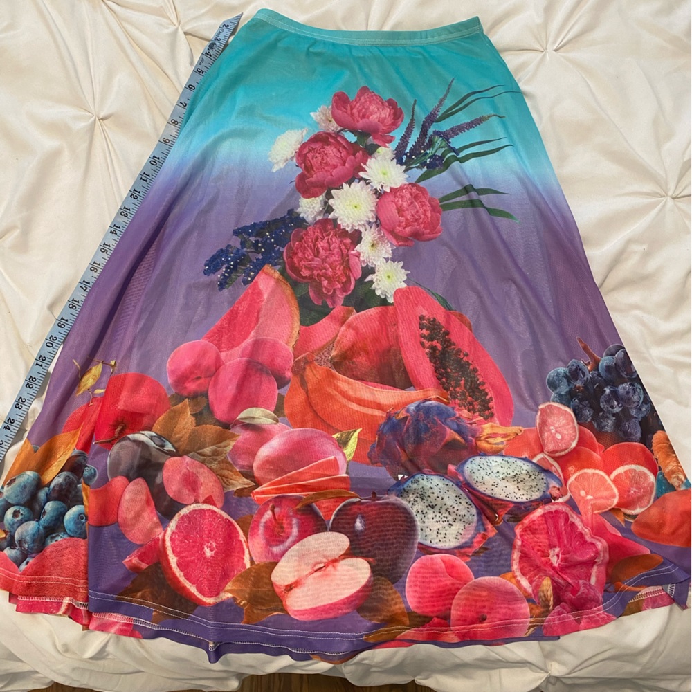 Sheer high-waisted fruit salad skirt